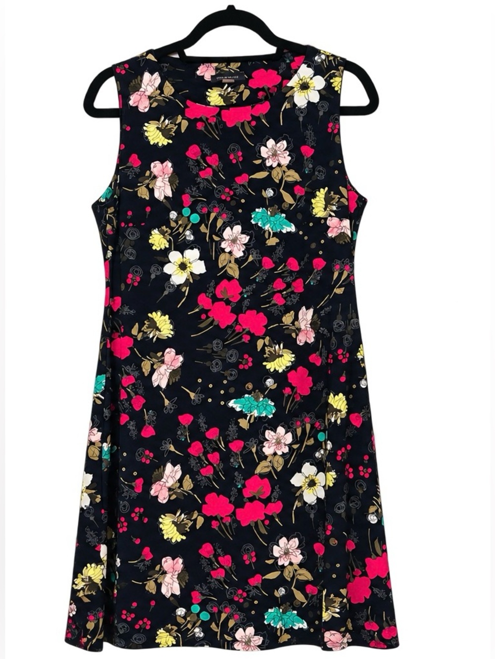 Tommy Hilfiger Navy Floral Dress with Hot Pink & Yellow Accent